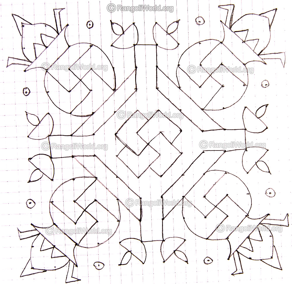 Pongal kolam1 pencil outline details for kids & beginners