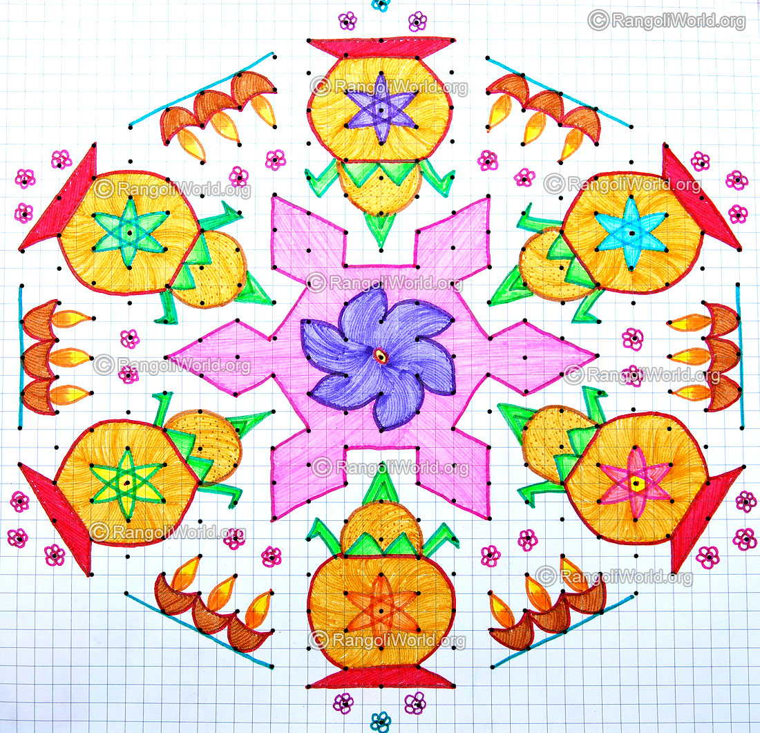 Pongal Kolam with dots