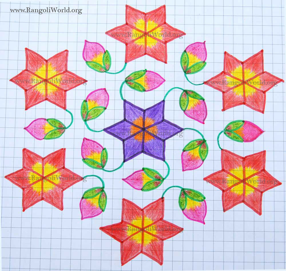 Star Flower Buds Kolam