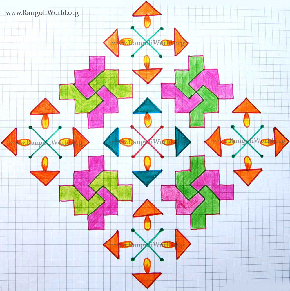 Swastik Lamp Kolam