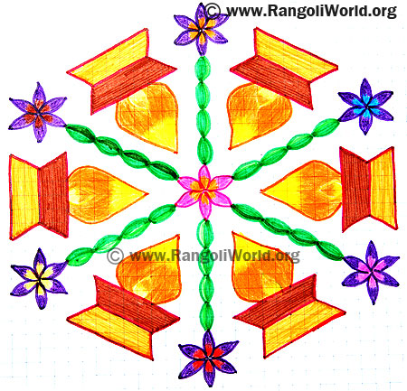 Karthigai Deepam Flowers Kolam