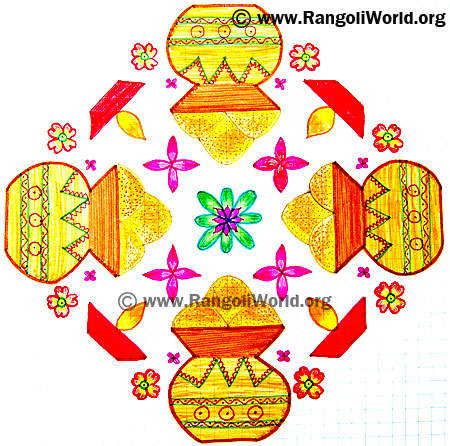Pongal Deepam Kolam