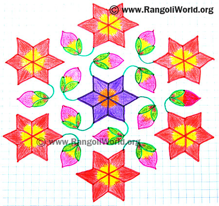 Star Flower Buds Kolam