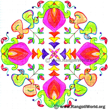 Swan Flowers Kolam
