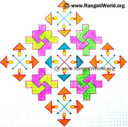 Swastik Lamp Kolam