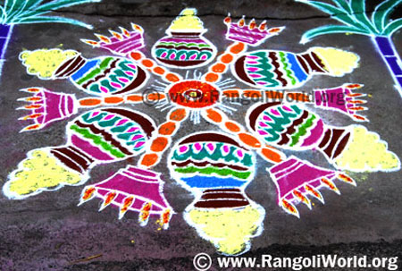 Kuthuvilaku Pongal Rangoli