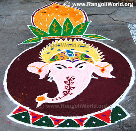 Vinayagar Rangoli with kalasam