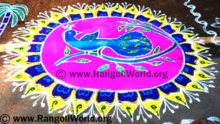 Pongal Peacock Rangoli