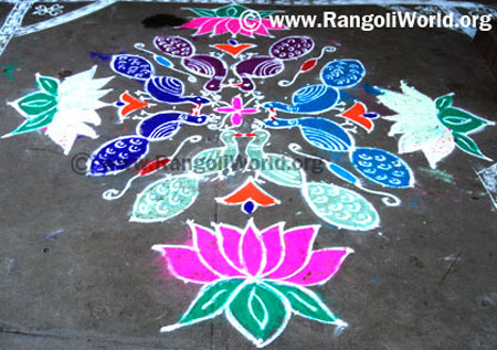 Flower Peacock Rangoli