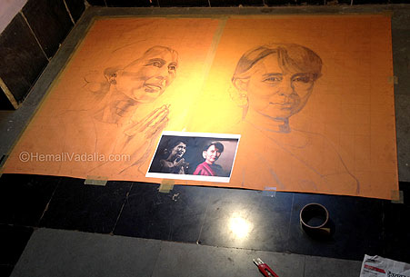 Drawing pasted on the floor