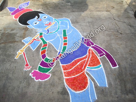 Krishna flute Rangoli