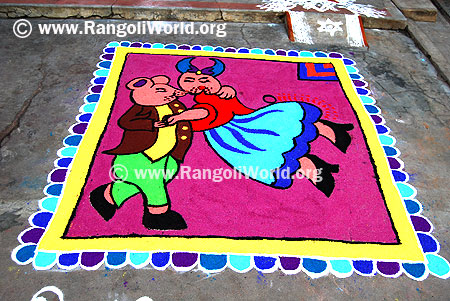 Dancing rat rangoli design