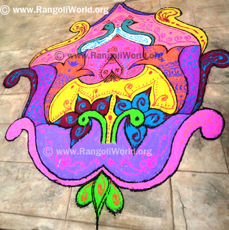 Modern Rangoli with hidden birds