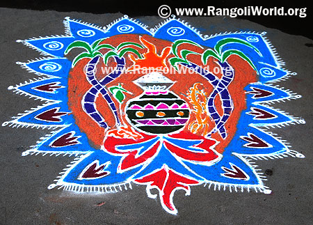 Pongal Freehand Rangoli