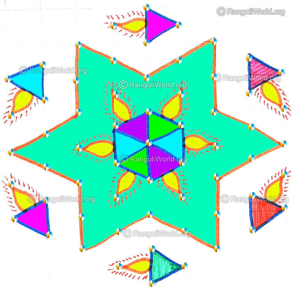 Deepam star kolam april14 2015 with dots