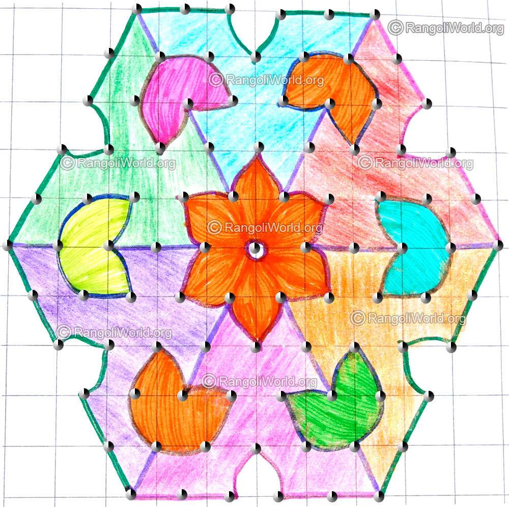 Flower buds kolam april14 2015 with dots