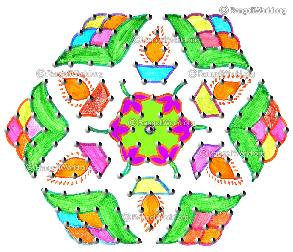 Flower lamp kolam april14 2015 with dots
