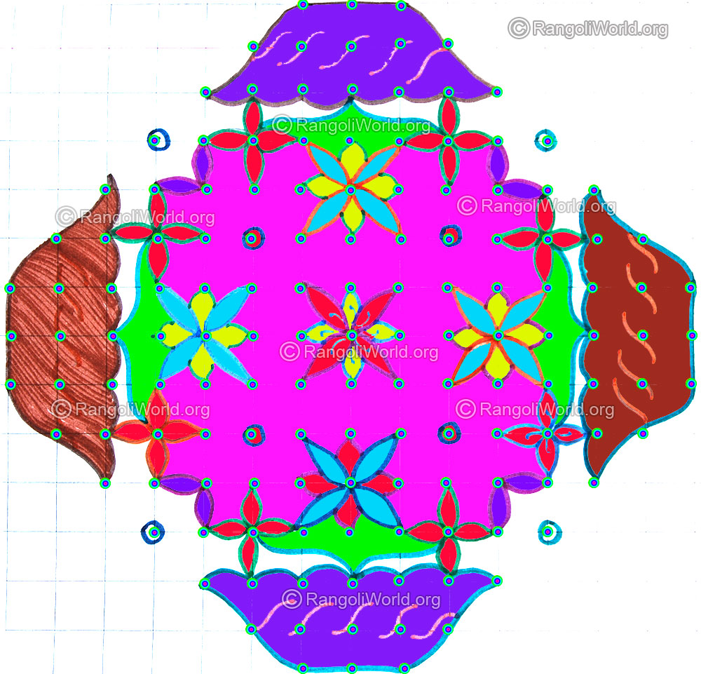 Flowers in pots kolam april14 2015 with dots