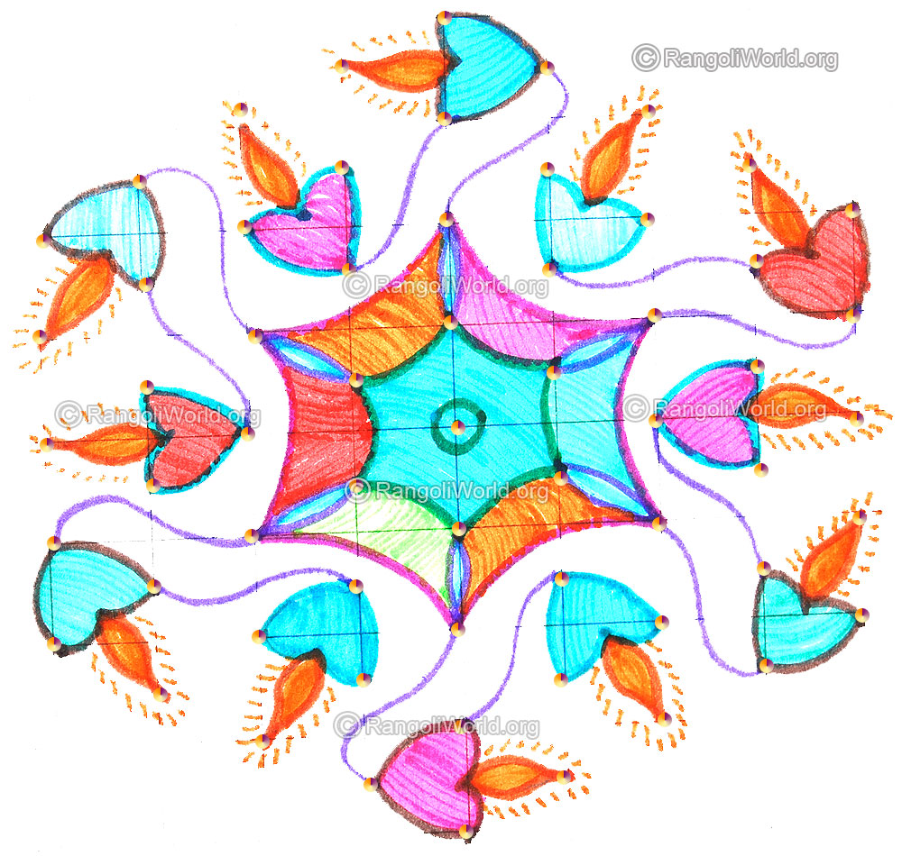 Karthigai deepam kolam april14 2015 with dots