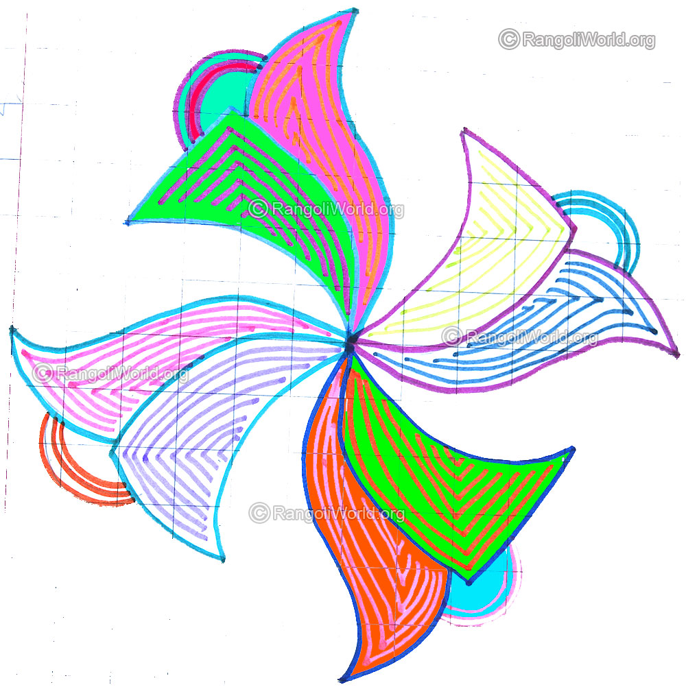 Simple swastika flower kolam april14 2015