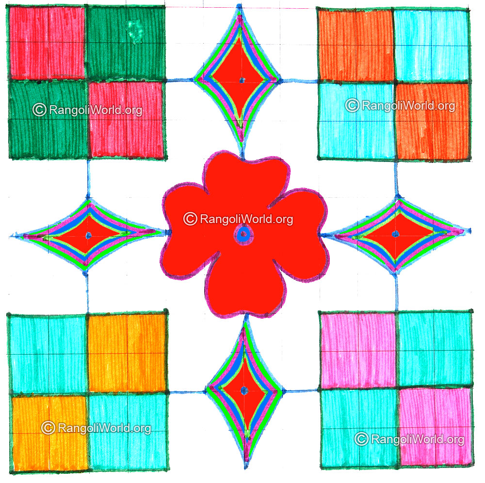 Square and flower kolam april14 2015