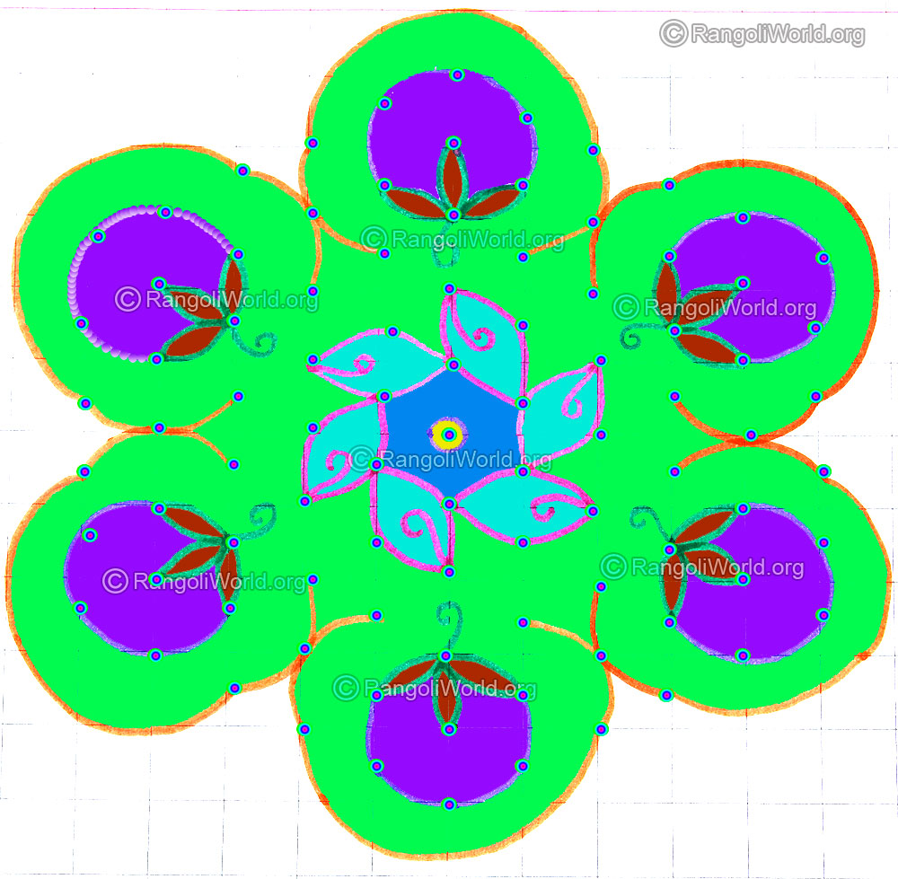 Vegetable eggplant katharikai kolam april14 2015 with dots