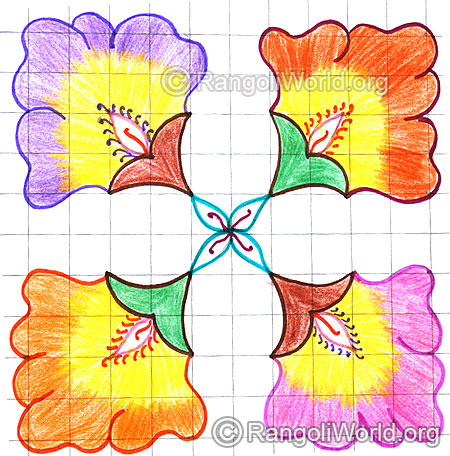 Colorful flower kolam april14 2015