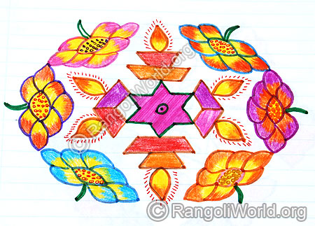 Flower deepam star kolam april14 2015