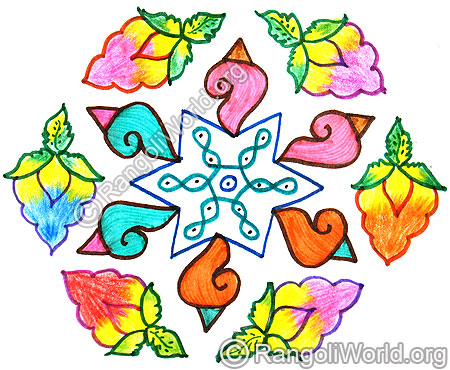 Sangu star flower kolam april14 2015