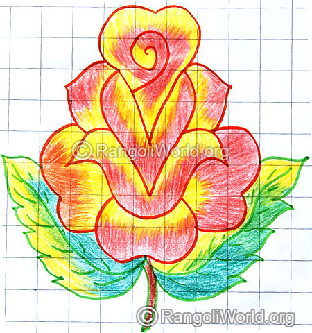 Simple rose flower kolam april14 2015