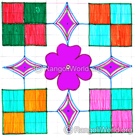 Square and flower kolam april14 2015