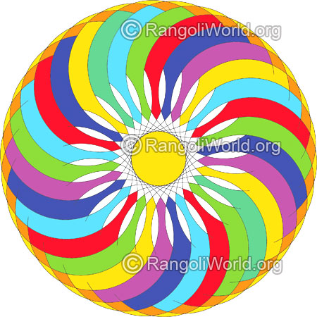 Colorful temple rangoli